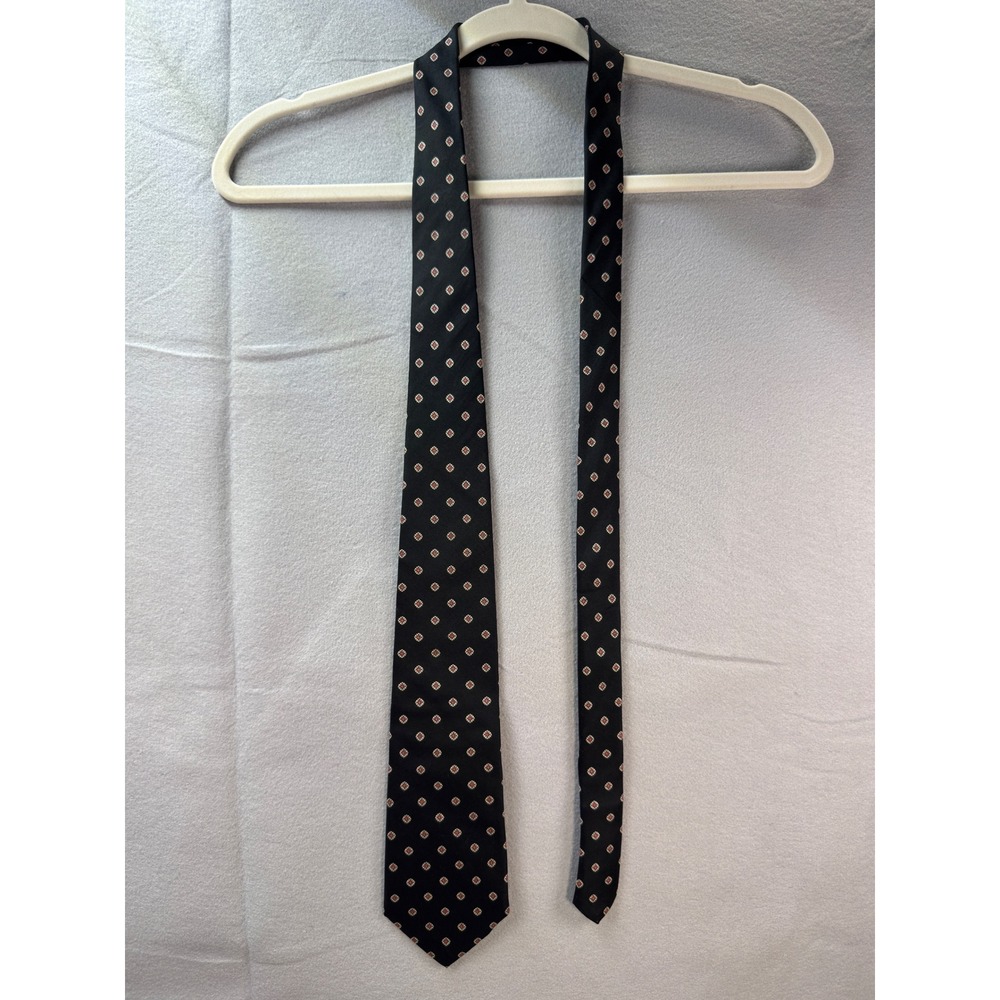 Harve‎ Benard Tie Mens Black Silk Geometric Medallion Dot Classic Business 3.25"